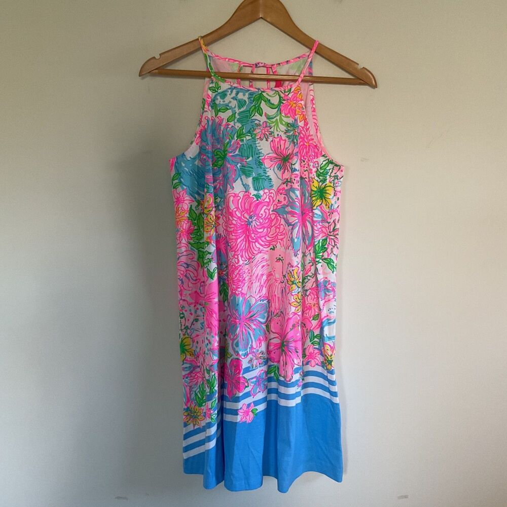 Lilly Pulitzer Margot Swing Dress XS Paradise Found Floral Halter Pima Cotton